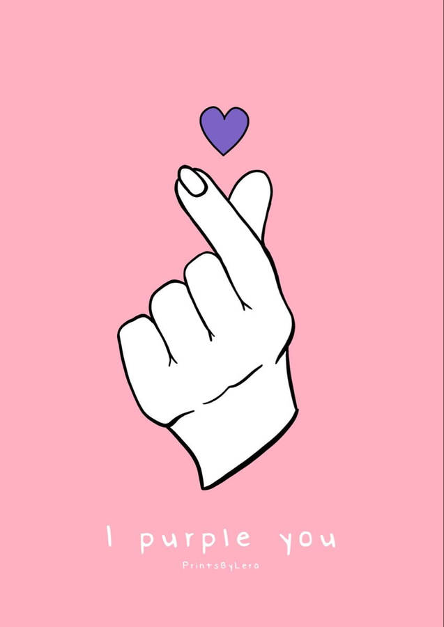 Finger Heart I Purple You Background Wallpaper