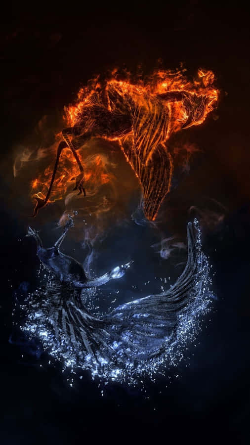 Fire And Water: A Beautiful Contrast Of Power And Serenity Wallpaper