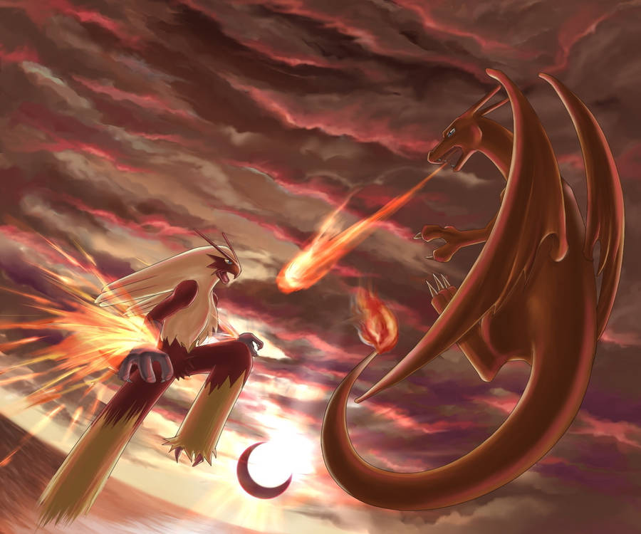 Fire Pokemons Mega Blaziken Charizard Wallpaper