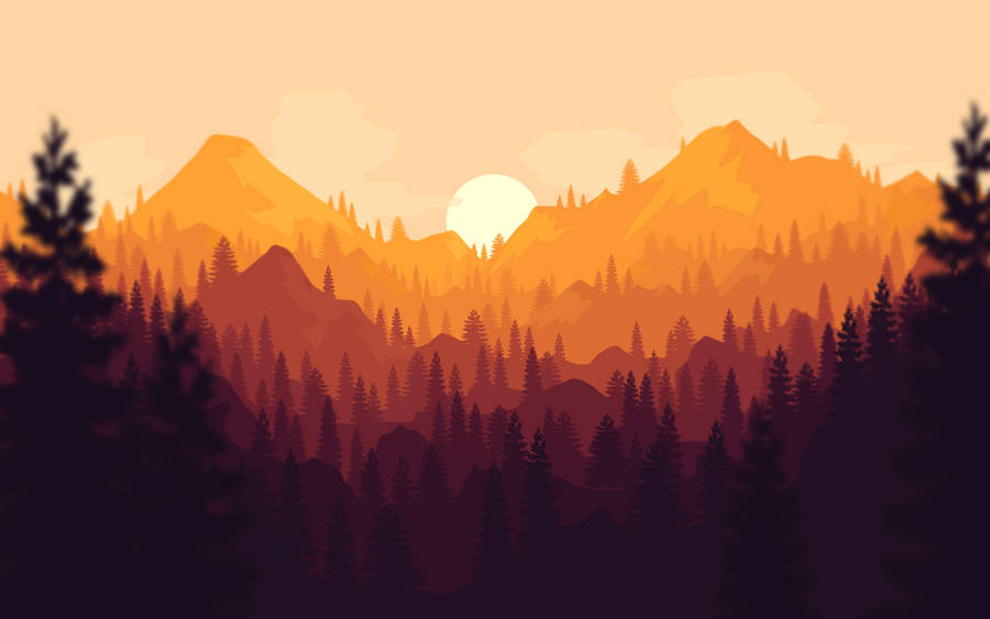 Firewatch Mountain Forest Sunset Wallpaper