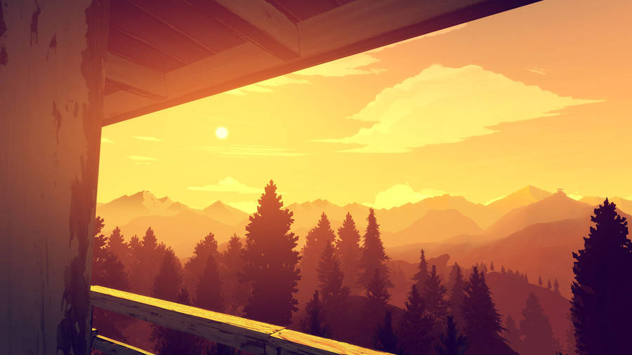 Firewatch View From Tower Balcony Wallpaper