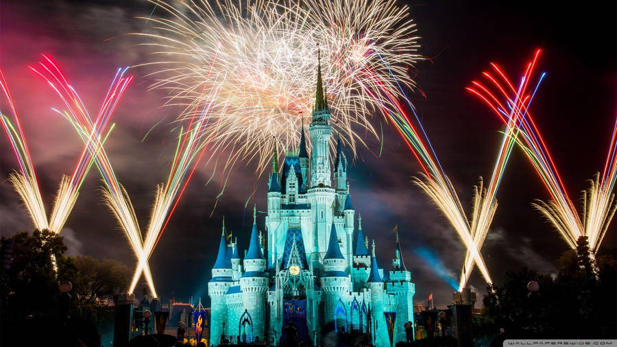 Fireworks Display Disney Castle Wallpaper