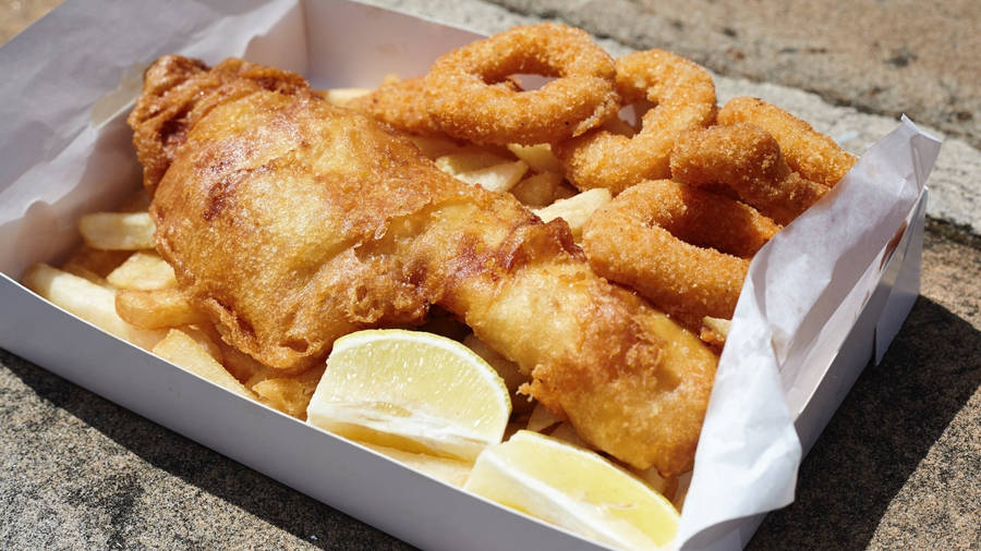 Fish And Chips With Calamari Wallpaper