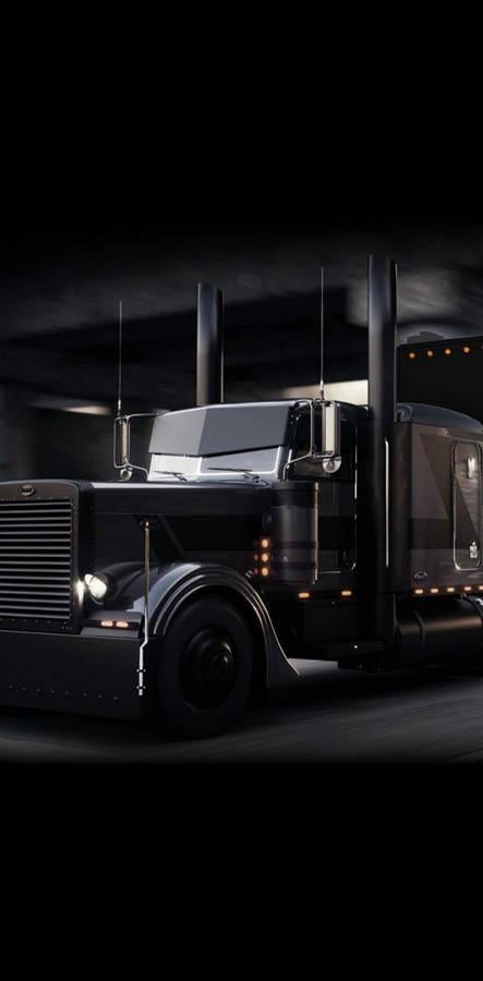 Fisheye View Of A Peterbilt Truck Wallpaper