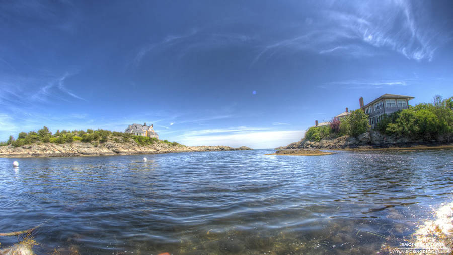 Fisheye View Of Rhode Island's Coast Wallpaper