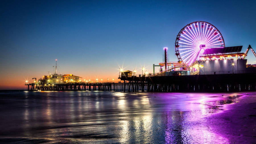 Fishing Pier Los Angeles Sunset Wallpaper