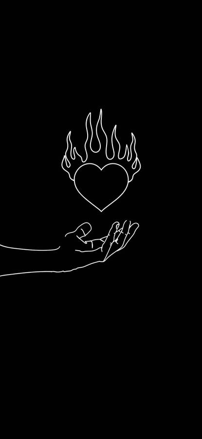 Flaming Black And White Heart Wallpaper