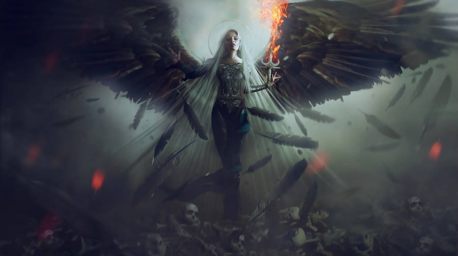 Flaming Dark Angel Wallpaper