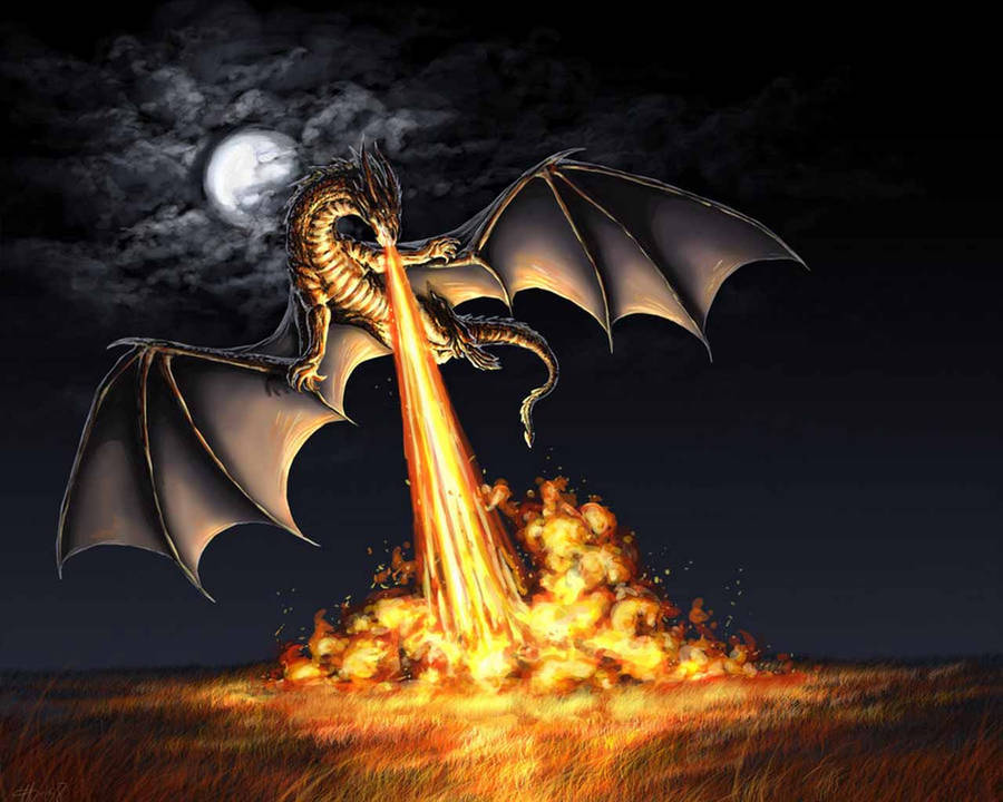 Flaming Earth Dragon Wallpaper