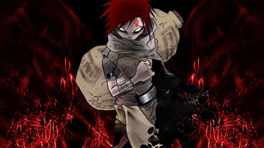 Flaming Gaara Digital Art Wallpaper