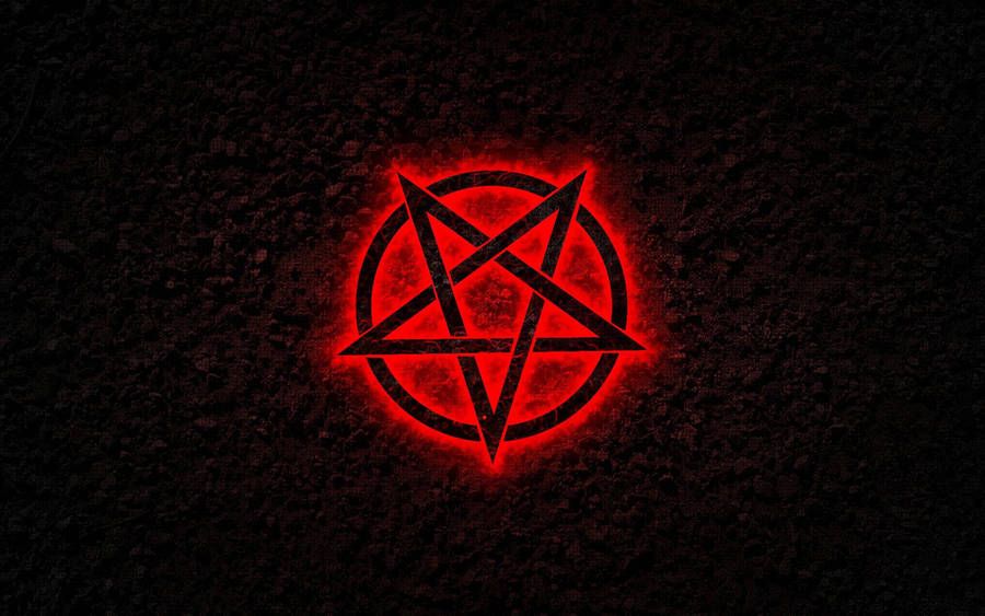 Flaming Neon Red Pentagram Wallpaper