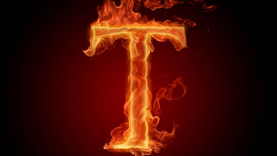 Flaming Orange Letter T Wallpaper