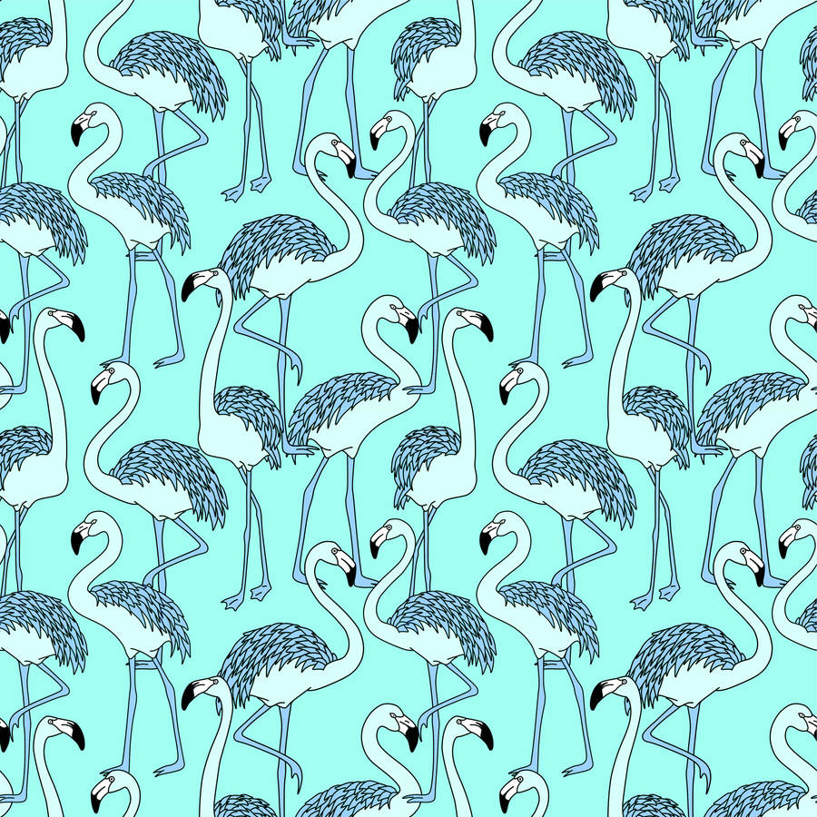 Flamingo Pattern In Turquoise Wallpaper