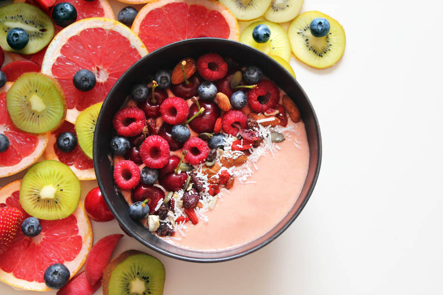 Flat Lay Acai Berry Fruit Bowl Wallpaper