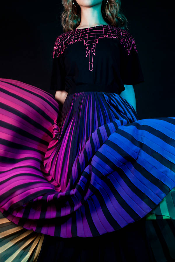 Flaunting Vibrancy - Marcelo Burlon Colorful Pleated Skirt Wallpaper