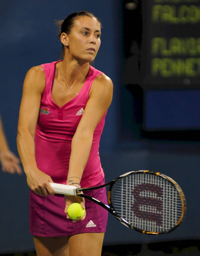 Flavia Pennetta Tennis Serve Wallpaper