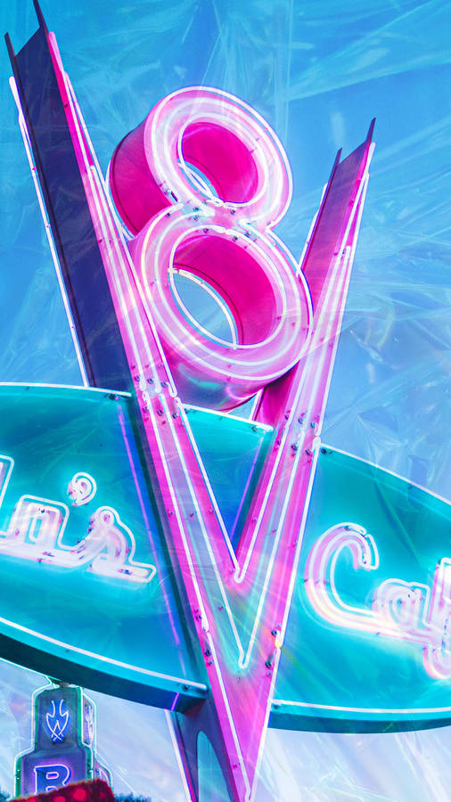 Flo's V8 Cafe Logo Disneyland Wallpaper