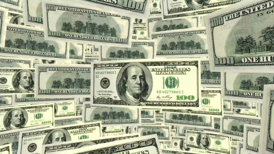 Floating 100 Dollar Bill Papers Wallpaper