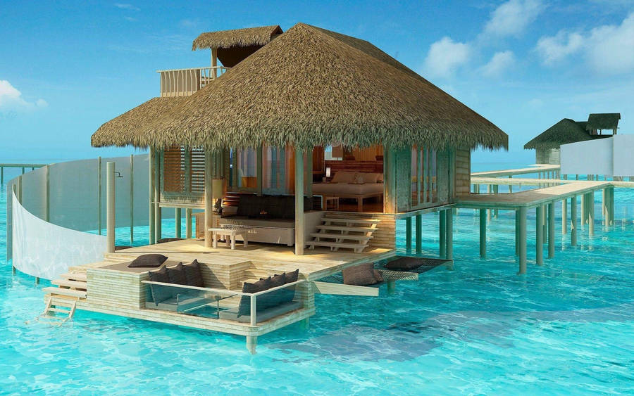 Floating Beach Nipa House Wallpaper