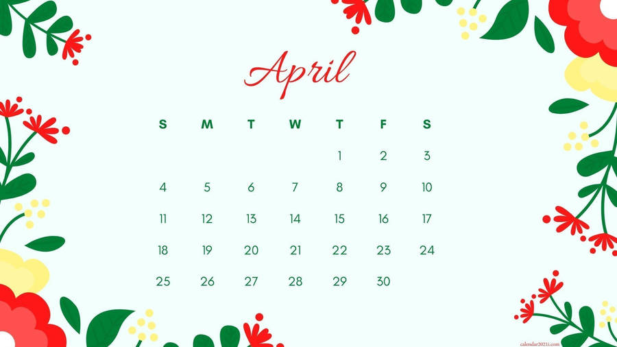 Floral April Calendar 2021 Wallpaper