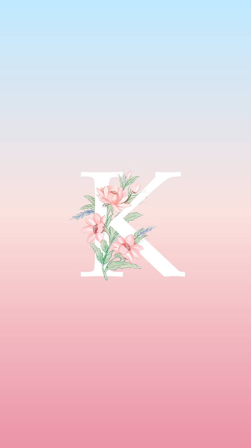 Floral Gradient K Alphabet Wallpaper