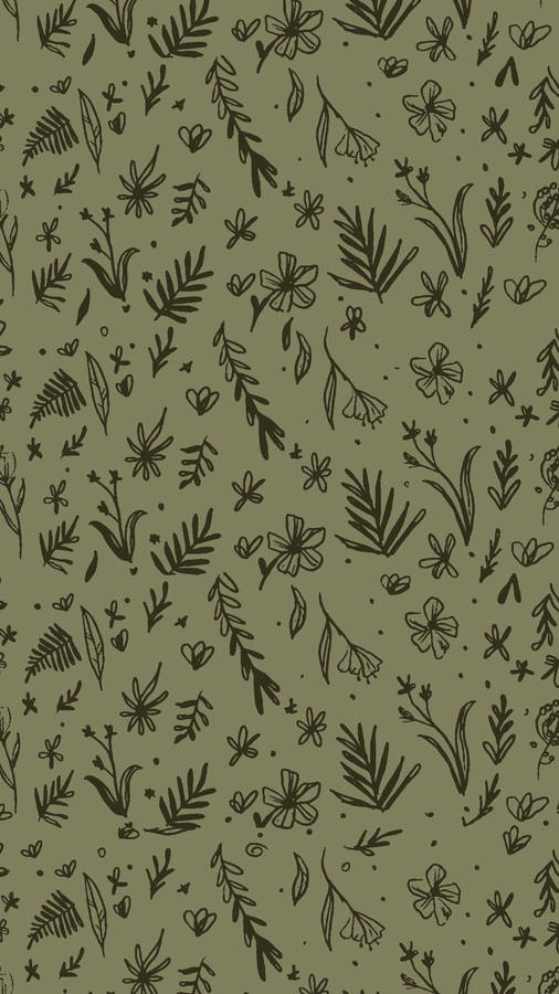 Floral Green Aesthetic Phone Wallpaper