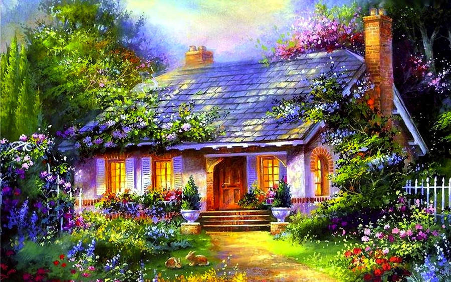 Floral Home Sweet Home Wallpaper