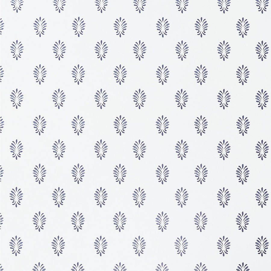 Floral Navy Blue And White Pattern Wallpaper