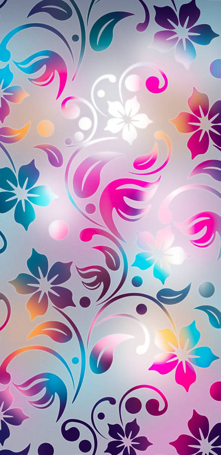 Floral Pattern Neon Phone Wallpaper