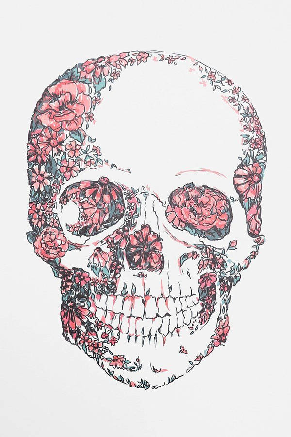 Floral Sugar Skull Design Wallpaper