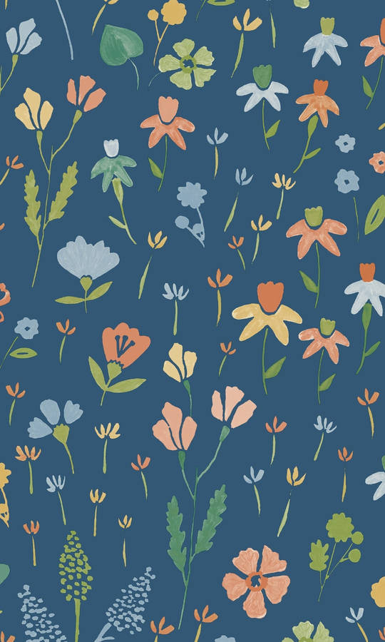 Flower Design Blue Vector Art Wallpaper