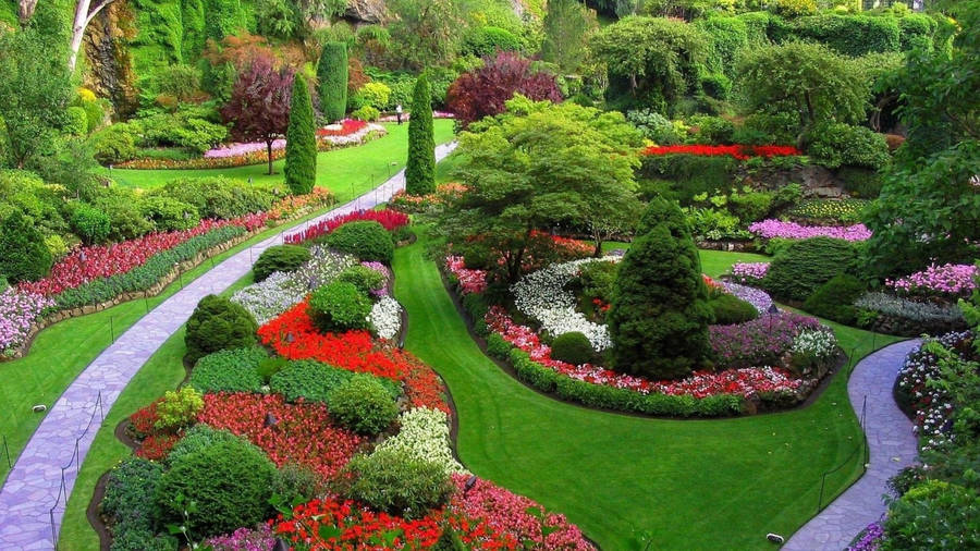 Flower Garden Landscaping Wallpaper