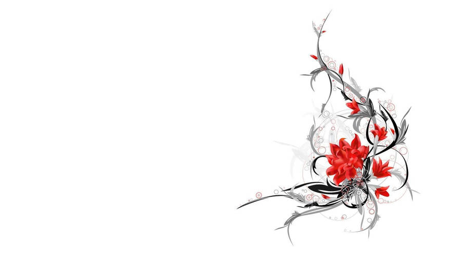 Flower Graphic On White Screen Wallpaper