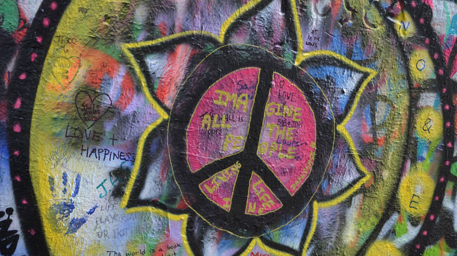 Flower Peace Graffiti Wallpaper