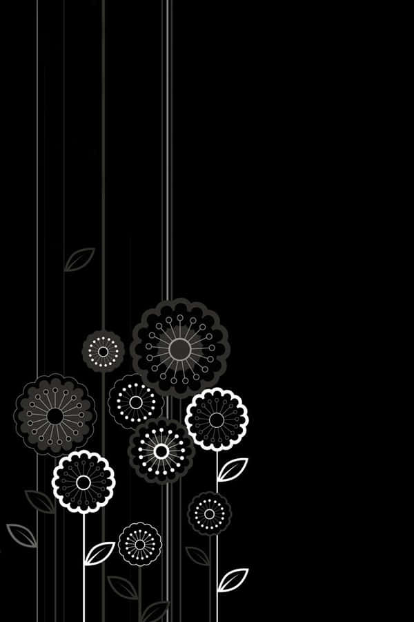 Flowers Art With Black Background Wallpaper