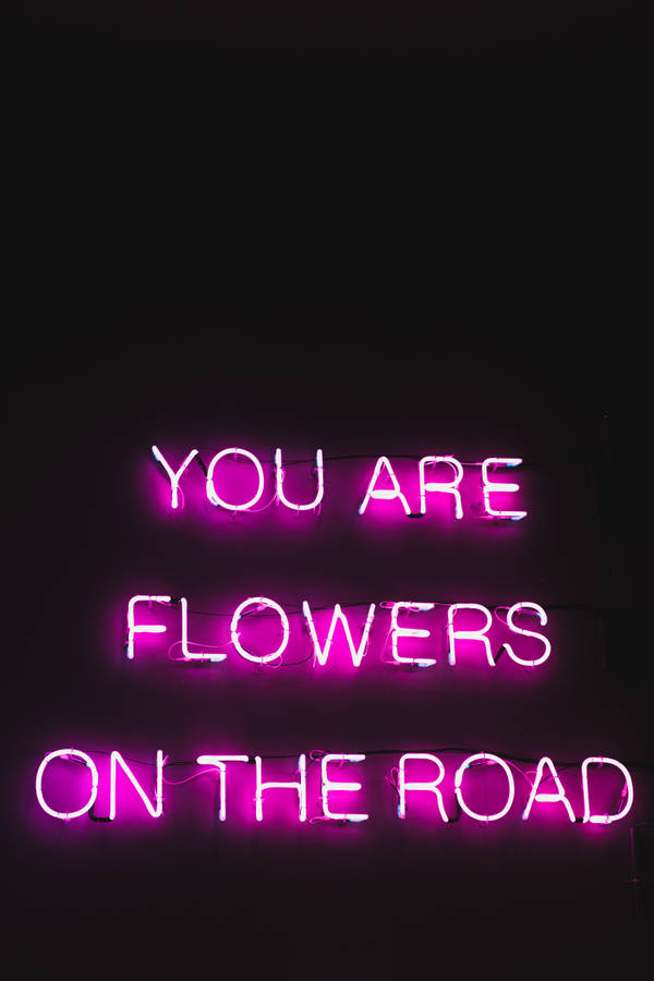 Flowers On The Road Dark Purple Iphone Wallpaper