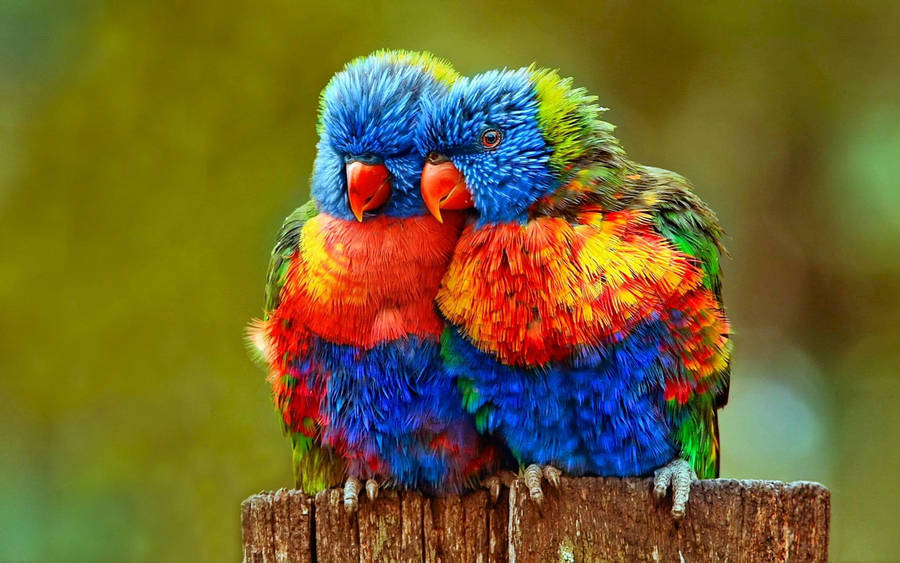 Fluffy Love Birds Artwork Wallpaper