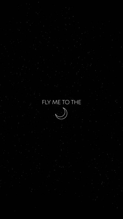 Fly To Moon Minimalist Black Phone Wallpaper