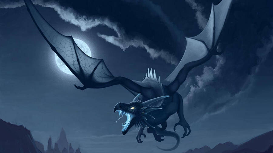 Flying Black Earth Dragon Wallpaper