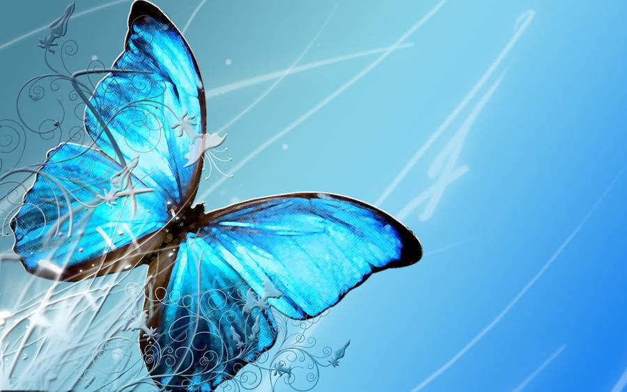 Flying Blue Butterfly Aesthetic Wallpaper