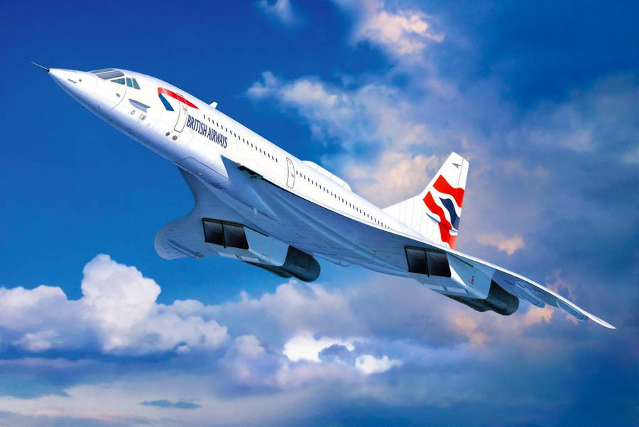 Flying Concorde Aircraft From British Airways Wallpaper