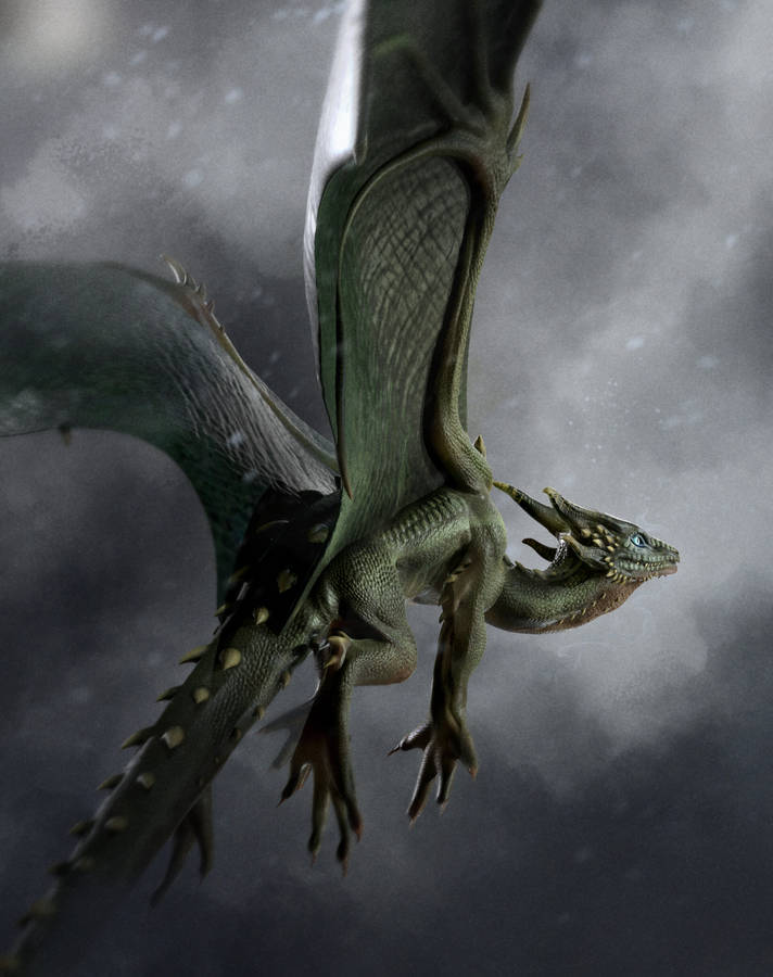 Flying Green Dragon Artwork Wallpaper