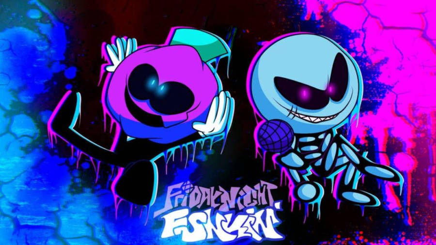 Fnf Blue Pink Digital Art Wallpaper