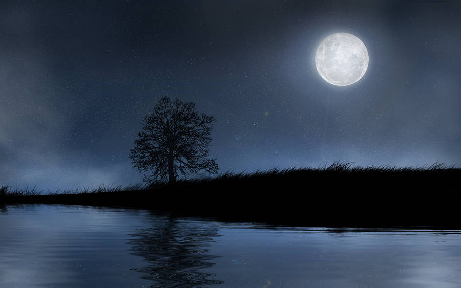 Foggy Moon Night Sky Wallpaper