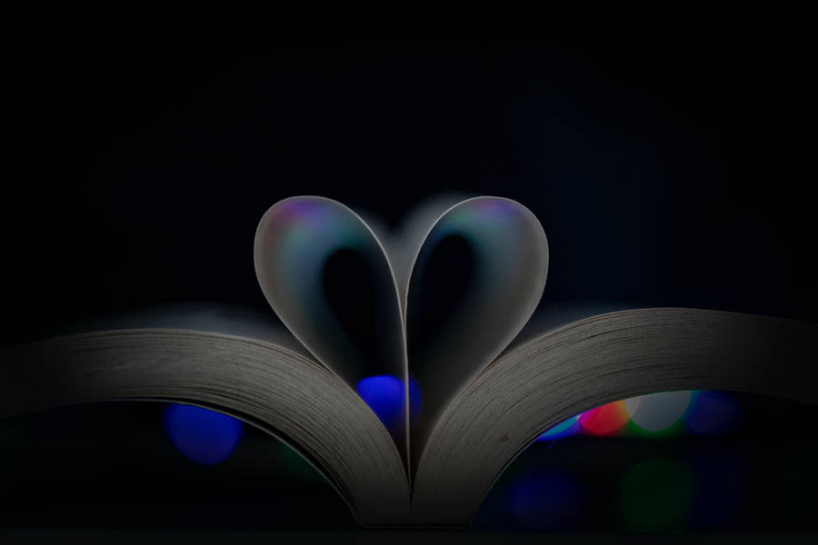 Folded Book Pages Dark Heart Wallpaper