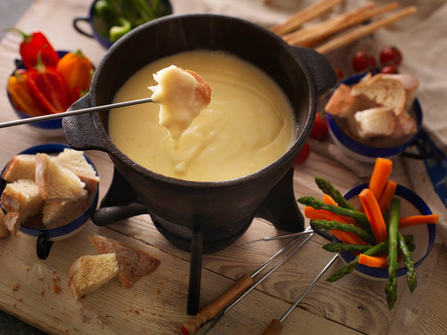 Fondue And Bread Cubes Wallpaper