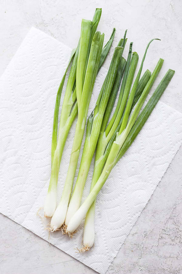 Food Flat Lay Of Green Onion Wallpaper