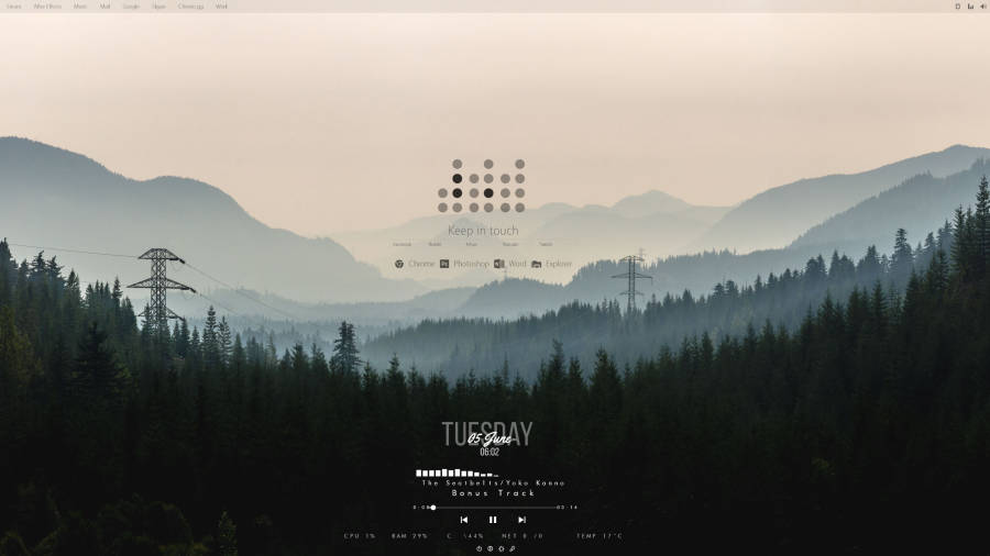 Forest And Mountain Rainmeter Design Wallpaper