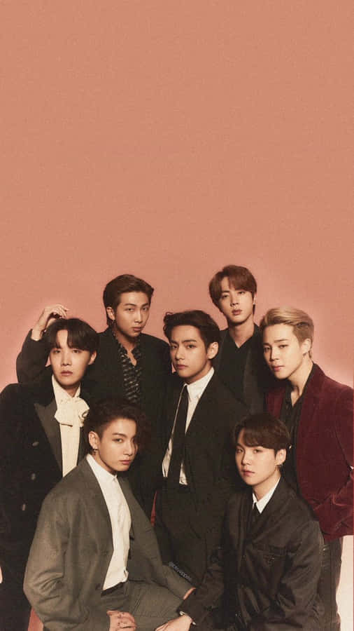 Formal Bts Photoshoot In Peach Wallpaper