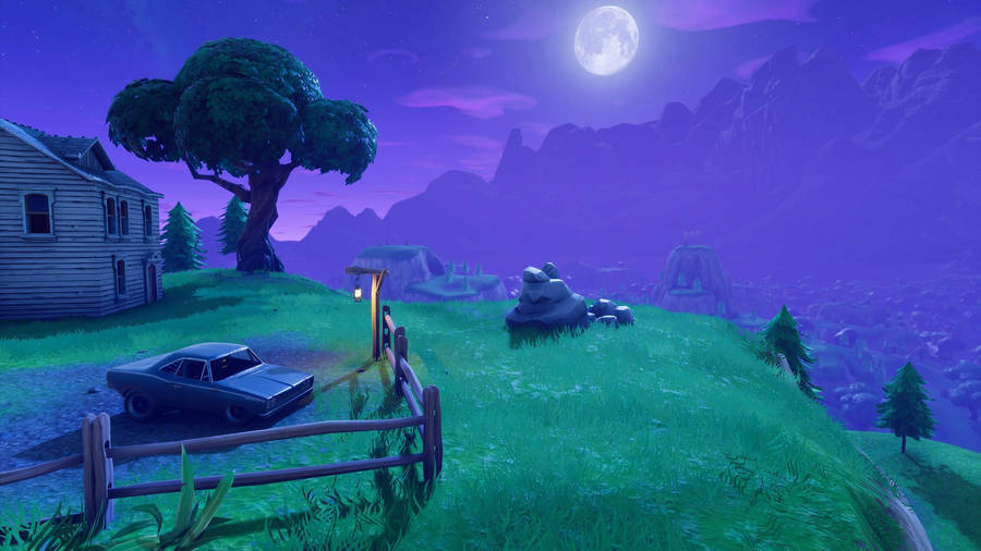 Fortnite At Night Full Moon Wallpaper